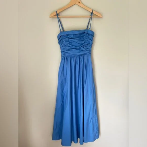 NEW Reformation Lissa Cotton Midi Dress Azure Blue Removable Strap | US 2 UK 6 - Picture 6 of 13